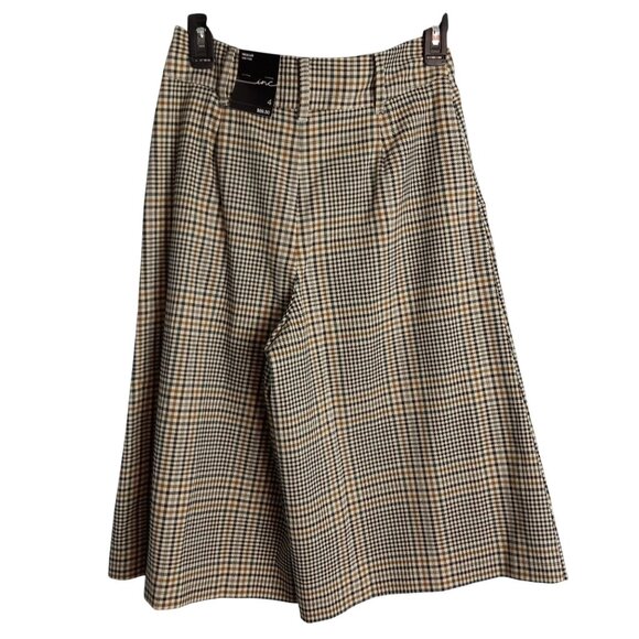 INC International Concepts Size 4 Pants Cropped Culottes Rebecca Plaid High Rise - Picture 2 of 8